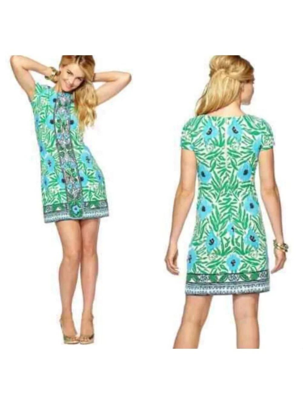 Lilly Pulitzer Layton Sea Oat Ikatty Ikay Engineered Print Shift Dress Size L